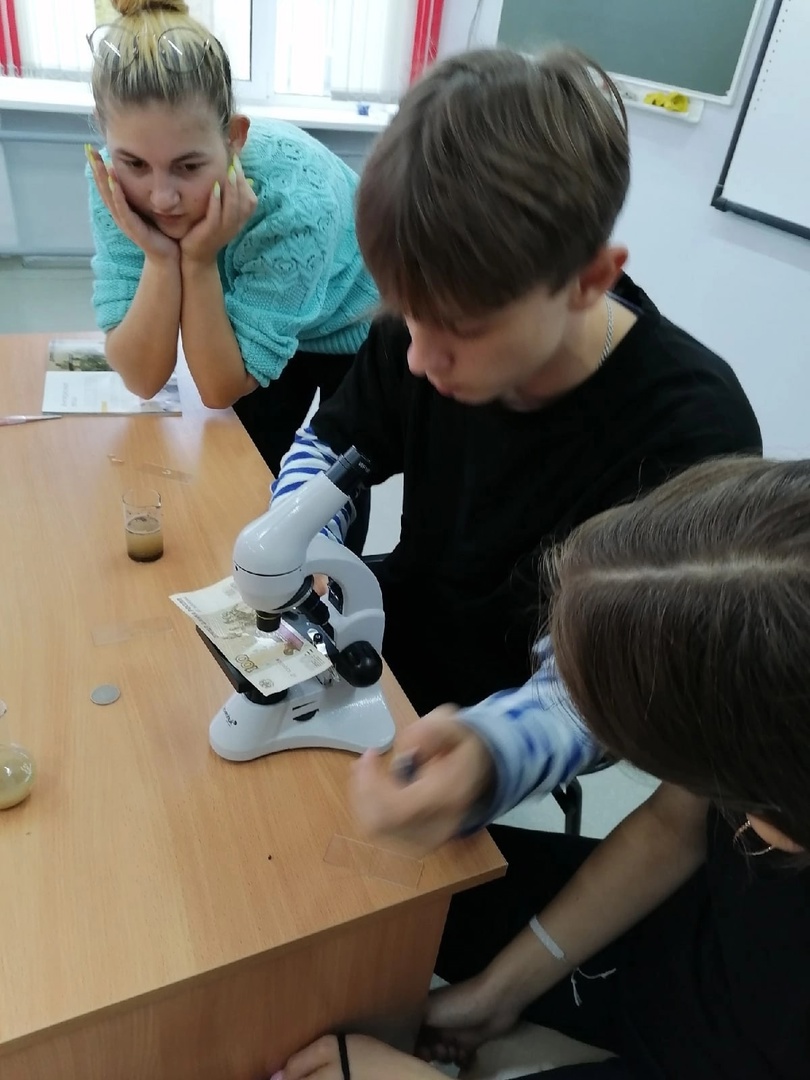 На базе центра «Точка роста» обучающиеся 11 класса рассмотрели организмы под микроскопом.